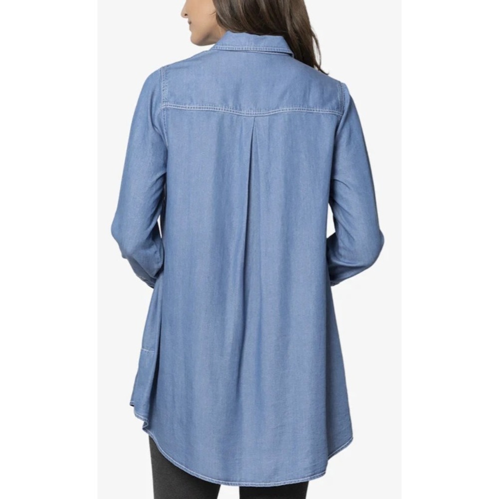 Stella Carakasi Prime Time Tunic in Denim Blue Laglenlook LS Button Up Size XL - Picture 10 of 16